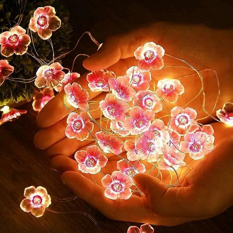 Guirxiété lumineuse LED dégradée avec fleurs roses, guirxiété lumineuse 3D, décorations de vacances, Noël, fête de mariage