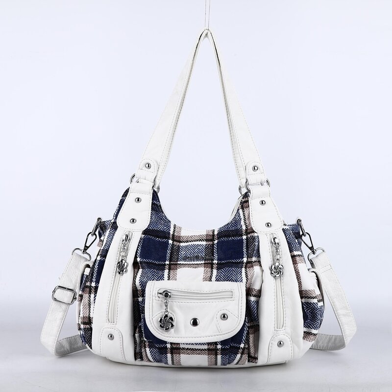 Angelkiss Women Handbags Vintage PU Shoulder Bag Satchel Top-handle Large Dumpling Pack Multi-pockets Shoulder Bags Wellet