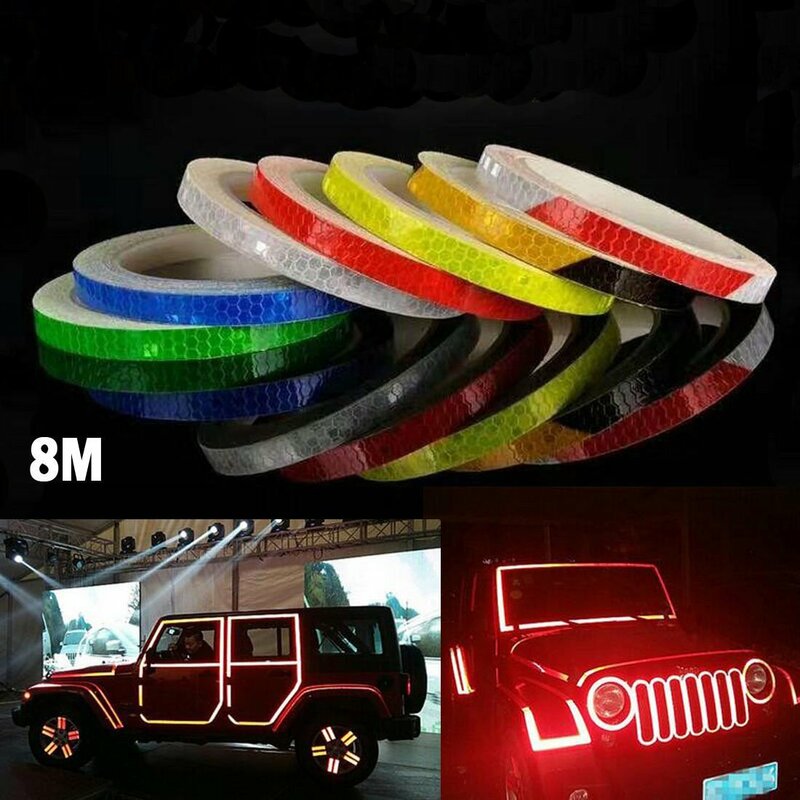 Seven-color Spot 1cm Wide 8M Long Car Reflective Sticker Motorcycle Bicycle Standard Anti-collision Warning Night Driving Safety