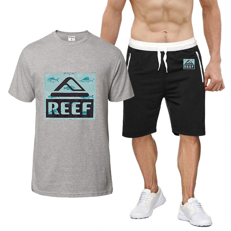 Reef-Camiseta de manga corta y pantalones cortos para hombre, traje informal con estampado Simple de ocho colores, novedad de 2023