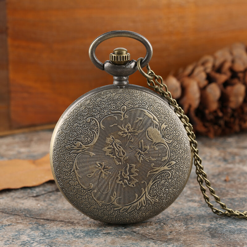 Męski naszyjnik z wisiorek w kształcie zegarka kieszonkowego zegarem kieszonkowym w stylu Vintage z nadrukiem pociąg parowy prezenty z 80 cm łańcuch z brązu pełnym myśliwym