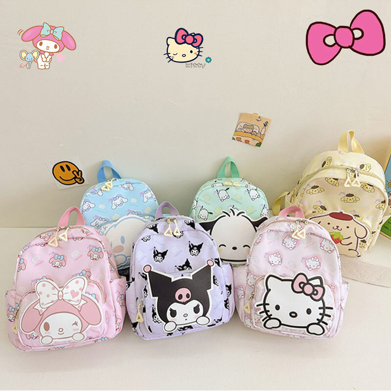 Kawaii Sanrio Hello Kitty School Bag Cute Kuromi Cinnamoroll Backpack Schoolbag My Melody Bag High Capacity Kids Christmas Gift