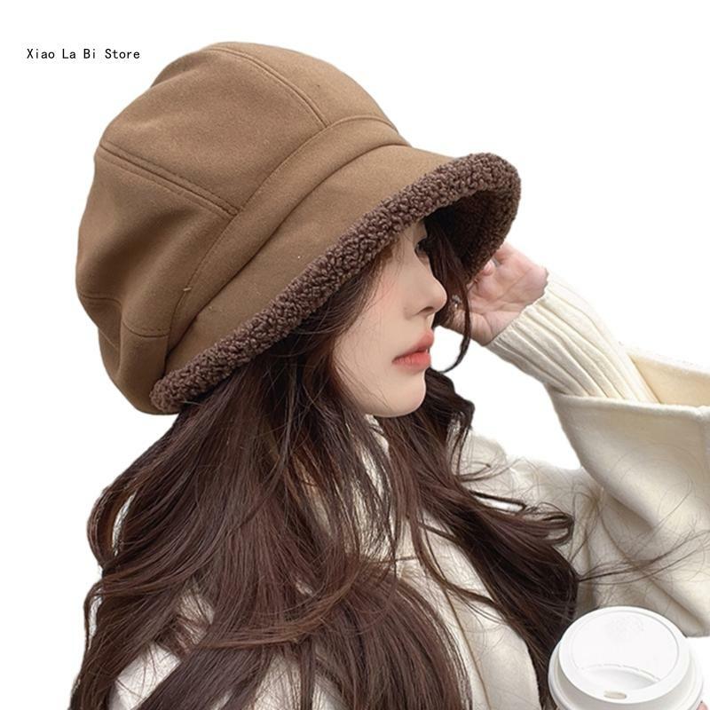 Plush Hat for Women Cool Girl Driver Cap Breathable Woolen Octagonal Hat XXFD