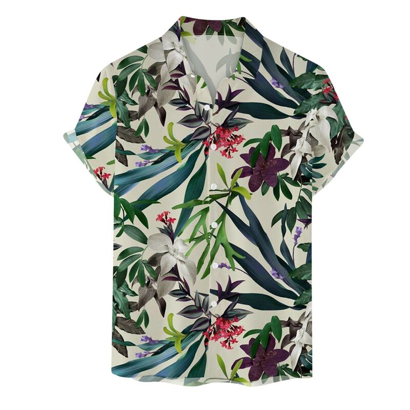 Camisa hawaiana con estampado 3D para hombre, camisa Floral de gran tamaño, patrón de plantas, playa, tropical, informal, vacaciones callejeras, ropa Harajuku Y2k
