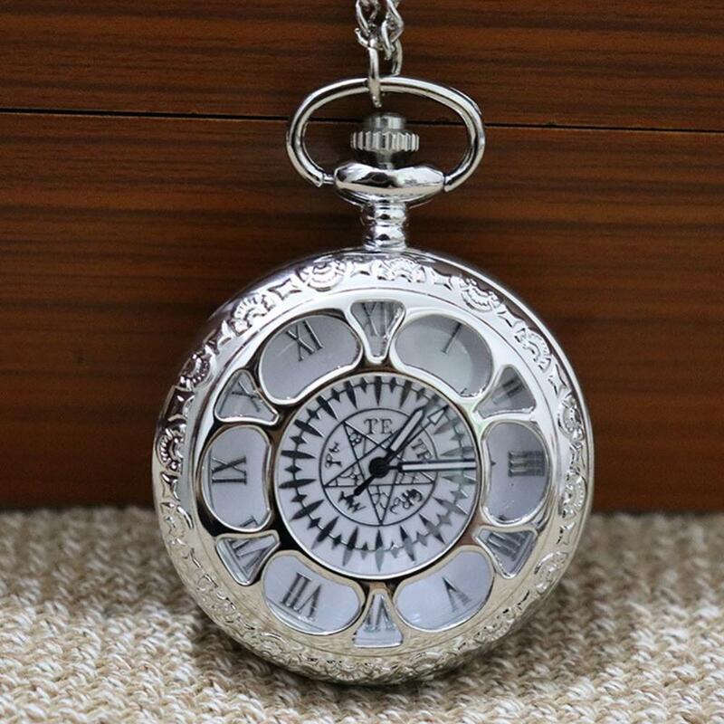 นาฬิกาพกสำหรับทั้งชายและหญิงแบบกลวงนาฬิกาควอตซ์หน้าปัดทรงกลมรูปดอกไม้เลขโรมันอาราบิก