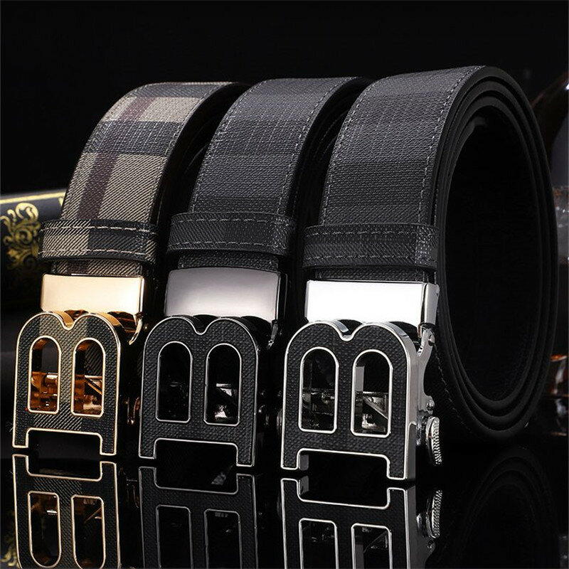 Cinturón de diseñador de alta calidad para hombre, cinturones masculinos famosos de marca de lujo, hebilla B, cinturones de lona de cuero genuino para hombres, ancho de 2024 cm, 3,4