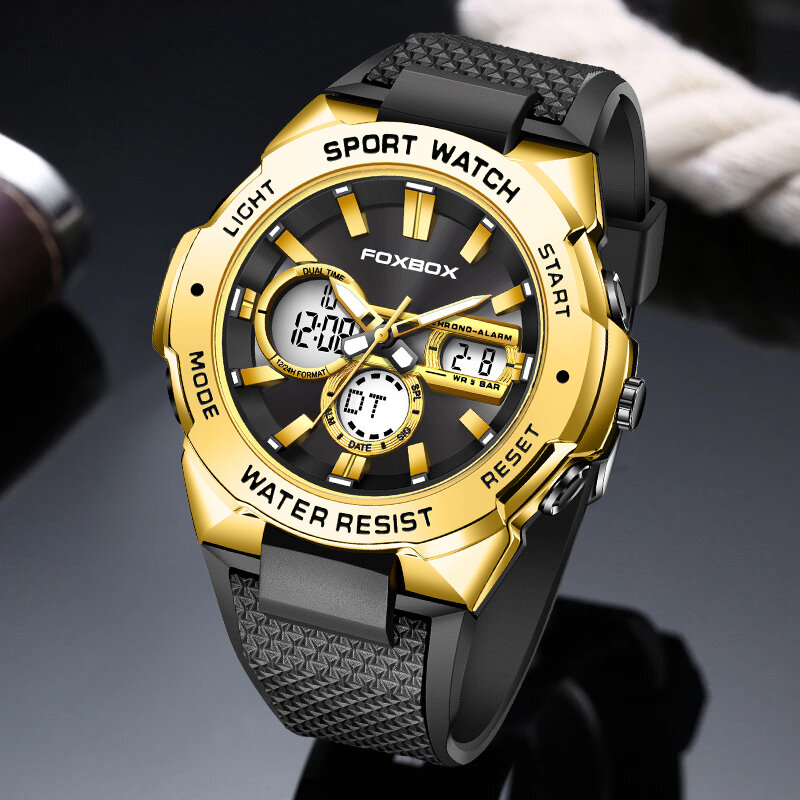 Часы наручные LIGE мужские с двойным дисплеем, модные деловые спортивные водонепроницаемые цифровые брендовые Роскошные Кварцевые