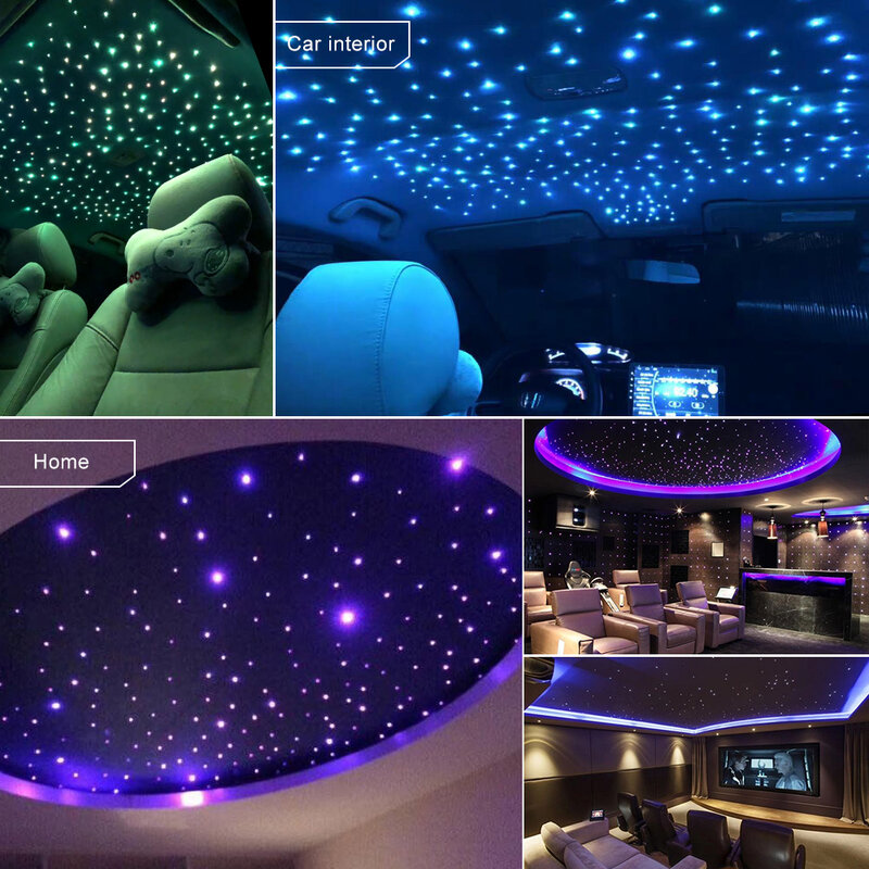 Nieuwe 16W Rgbw Starry Sky Car Star Plafond Licht Fiber Optic Light App Muziek Glasvezel Ster Ceiing Light Kit Voor Auto Home Decor