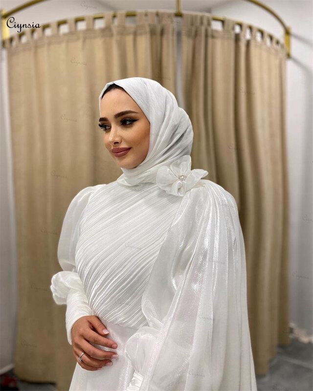 فستان زفاف إسلامي للحجاب من Ciynsia-A-Line للعروس ، العباية البيضاء ، فساتين الزفاف ، بأكمام طويلة Trouwjurk, 2022