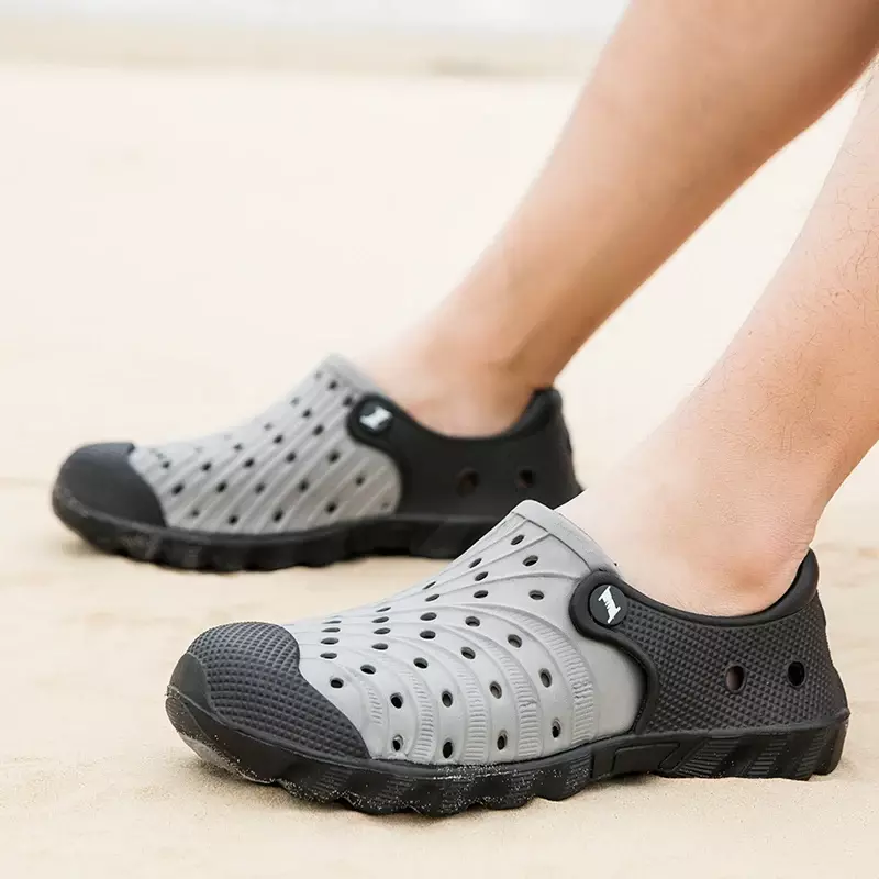 Мужские летние резиновые пляжные сандалии, мужские сандалии для сада, мужские уличные сандалии без шнуровки, дышащие, новинка 2024