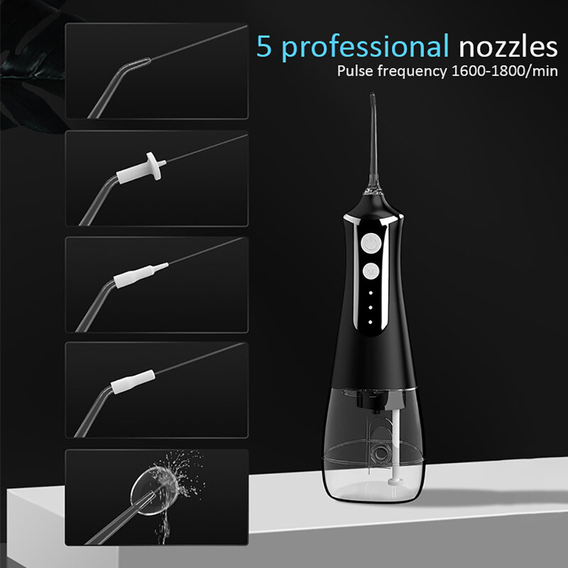 ирригатор для зубов xiaomi зубная нить полости рта портативный форсунки для полива 5 Nozzels 3 режима USB перезаряжаемый резервуар 300 мл