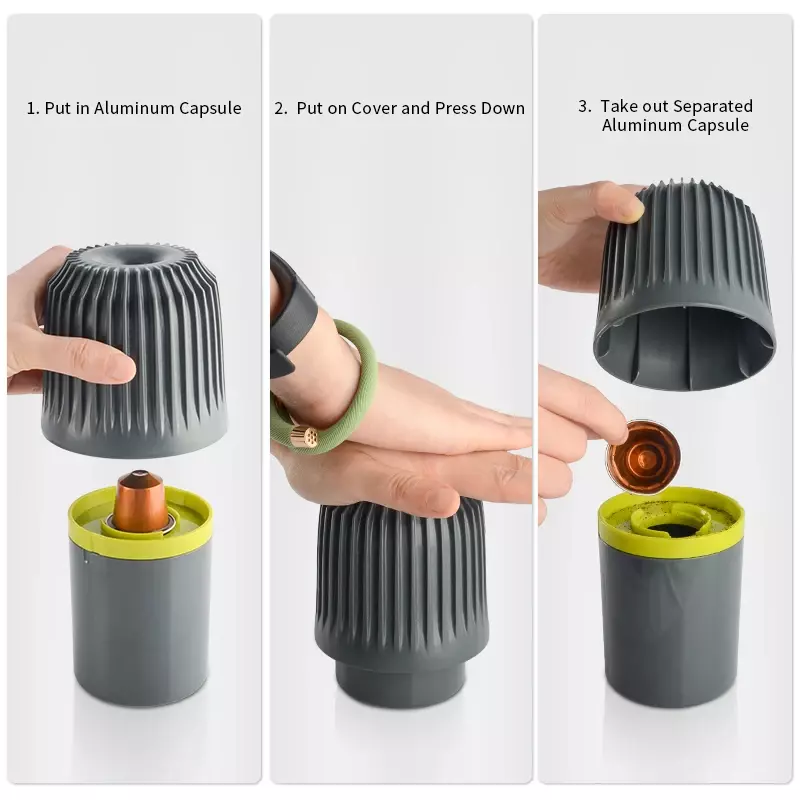 Outil de recyclage de café en plastique ABS, recycleur de capsules en aluminium expresso, boîte de mouture, capsule Bungalow, nouveau, 2023