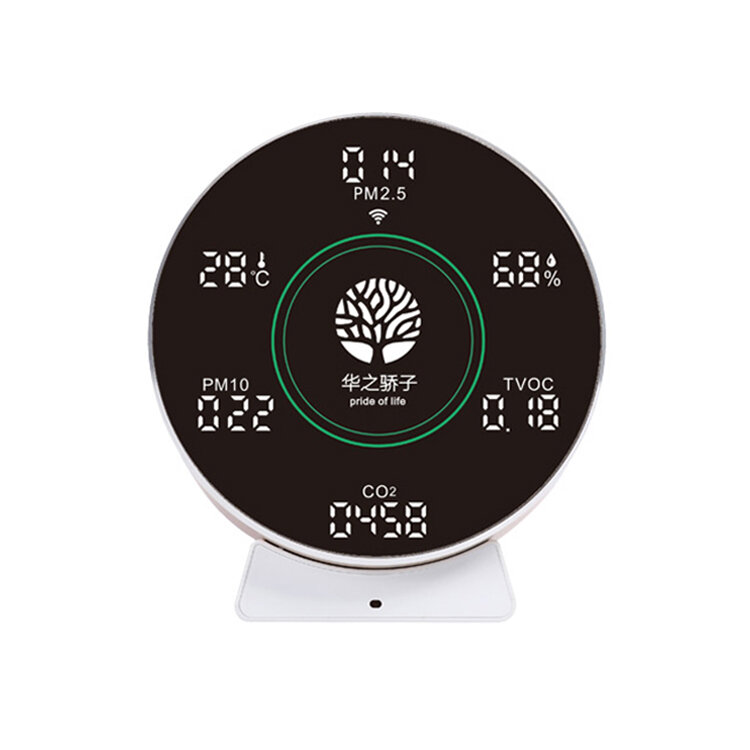 Оптовая продажа, умный детектор качества воздуха 7 в 1, датчик Wi-Fi CO2 PM2.5 PM1.0 PM10 детектор TVOC для дома и офиса