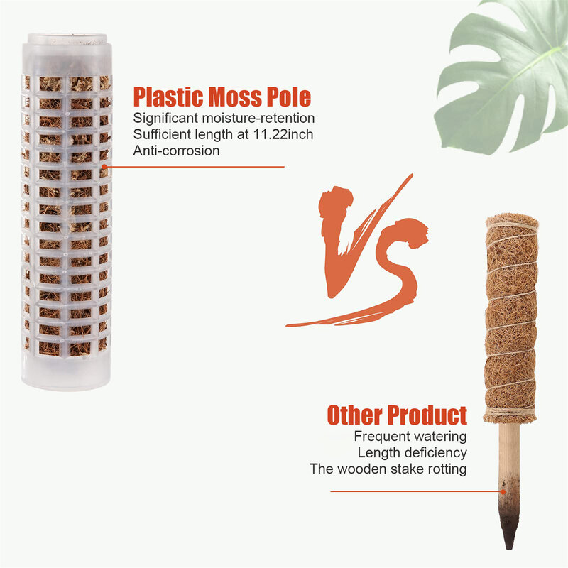 1 Pcs พลาสติกไม้เลื้อย S ซ้อนกันได้พลาสติก Pole พืช Sticks Sphagnum Moss เสา PVC พลาสติกไม้เลื้อยสนับสนุน