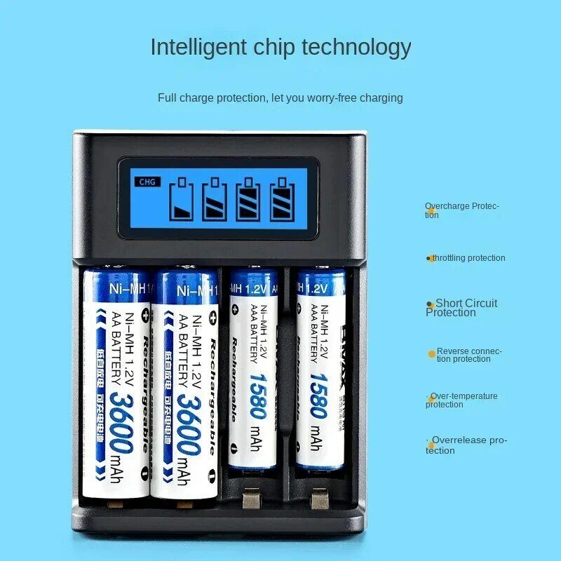 LCD Display AA  / AAA Battery USB Charger 4 Slots for NI-MH /NI-CD AA  AAA 1.2V Rechargeable Battery Indicator Battery Charger