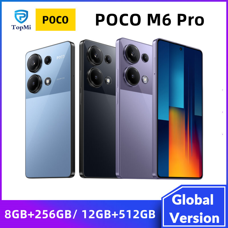Versi Global POCO M6Pro 8GB 256GB 12GB 512GB Helio G99 Ultra 120Hz 6.67 "tampilan AMOLED kamera 64MP 67W Turbo NFC POCO M6 Pro