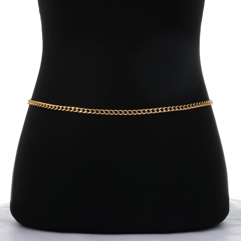 Rantai Perut Gaun Tipis Sabuk Dekoratif Rantai Pinggang untuk Wanita Seksi Perak Emas Pengiriman Drop