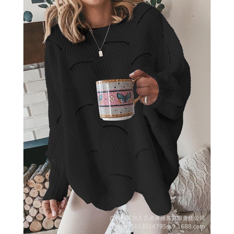 Elegant Women Knitted Pullover Sweater Top Autumn Winter Y2K INS Clothes Long Sleeve O Neck Loose Knitwear Streetwear