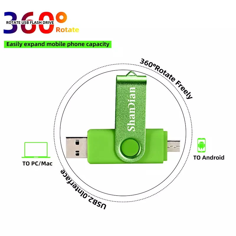 SHANDIAN USB 2.0 Đa Năng Đèn LED 3in1 Micro OTG Tốc Độ Cao Bút 4GB 8GB 16GB 32GB 64GB Đĩa U