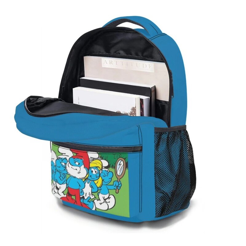 S-smurfss-mochila escolar impermeable de alta capacidad para niñas, bolso de viaje para ordenador portátil, a la moda ﻿ ﻿