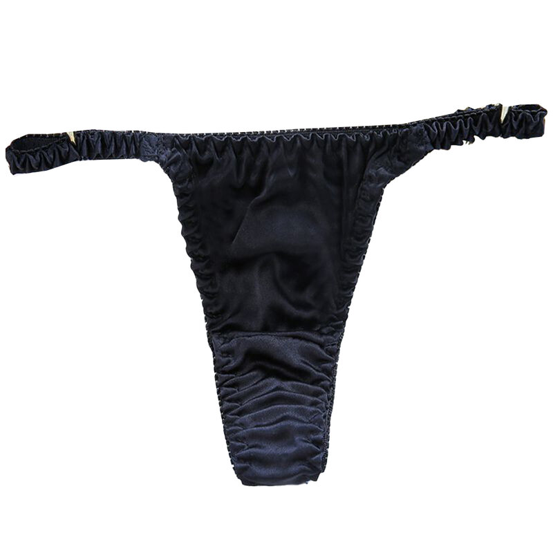 Seksowne damskie satyna jedwabna majtki Bikini błyszczący gładkie majtki z niskim stanem miękkie stringi z wycięciem z wycięciem