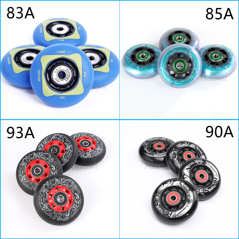 Roller Skate Wheel 62/64/68/70/72/76/80mm Inline Skates Rock Fancy Wheel PU Tyres Wear-resistant 83A/85A/90A/93A Bearing