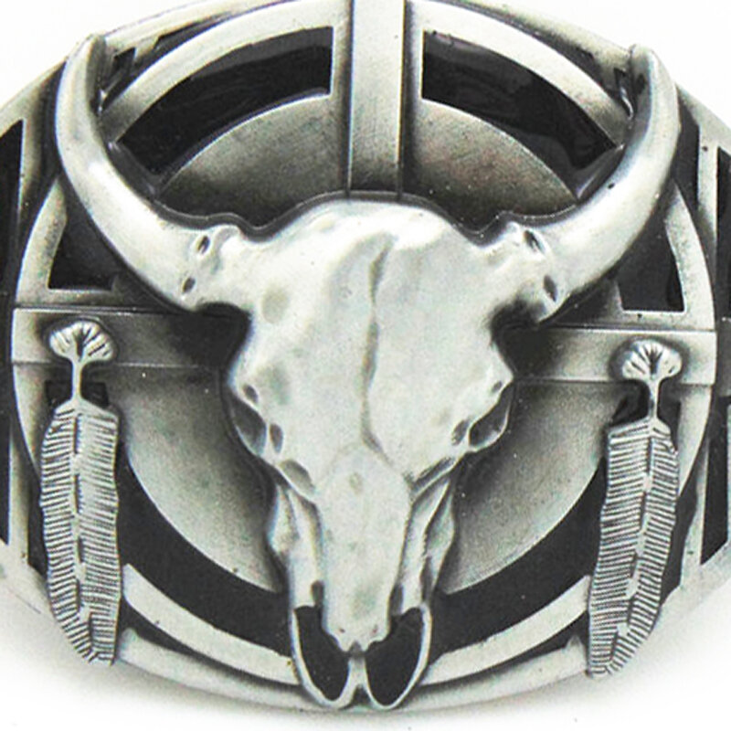 Cheapify Dropshipping Westerse Ovale Indian Tribe Bull Skull 40Mm Gespen Voor Riem Man