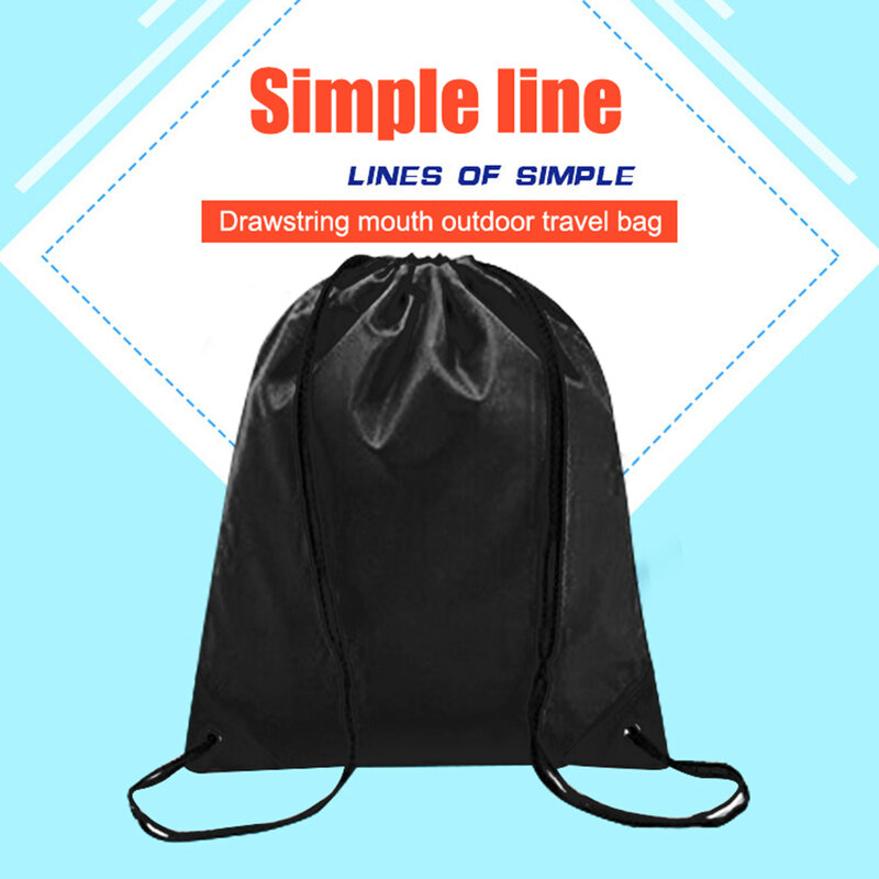 Solid Drawstring Backpack Multifunction Outdoor Travel Sport Bag Training Gym Shoe Bag Foldable Portable Shopping Bag School Bag