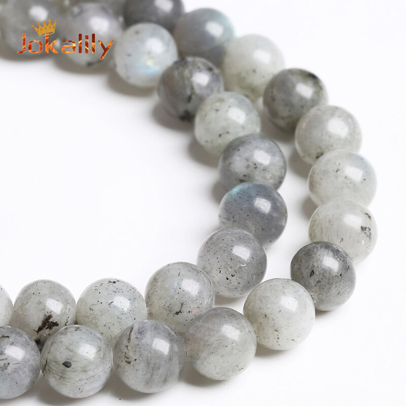 Perles de pierre naturelle Labradorite larvikitte, pierre de lune grise ronde perles d'espacement en vrac pour la fabrication de bijoux Bracelets 4 6 8 10 12mm