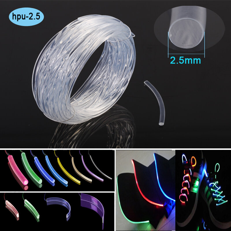 Billige kosten günstige TPU runde transparente Farbe Lichtleiter Glasfaser Haustier Spielzeug Schuhe und Hüte Hunde halsband Springseil Dekor