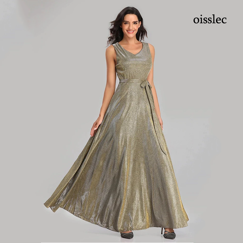 Oisslec Ballkleid V-Ausschnitt Abendkleid glänzende Cocktail kleider eine Linie Promi Kleider boden lange Party Gowntaft anpassen