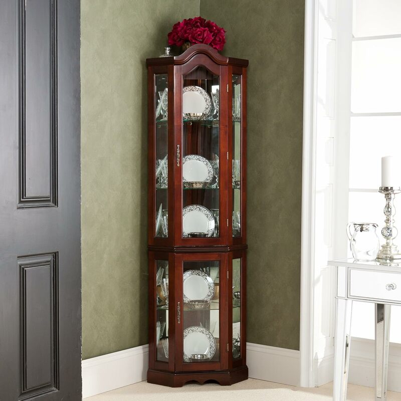 Home Decorators Collection Vitric Lighted Curio, 70" Hx21 Wx16 D, Mahogany