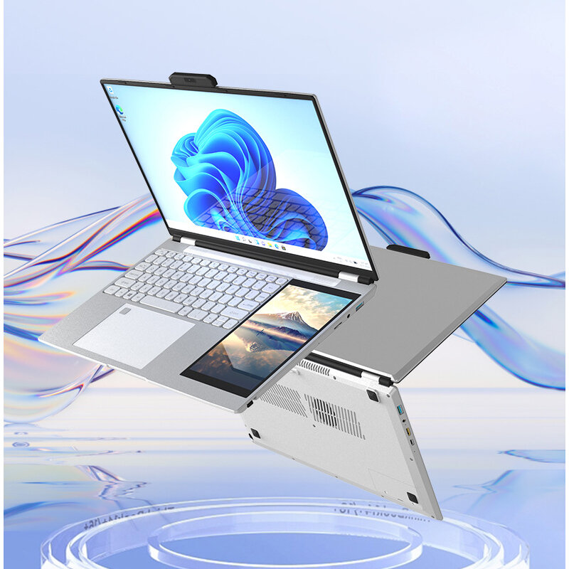 15.6 인치 듀얼 스크린 노트북, N95 11 세대 16G DDR4 - 1TB SSD, 15.6 인치 IPS 2K 스크린 + 7 인치 터치 LCD PC 휴대용 노트북