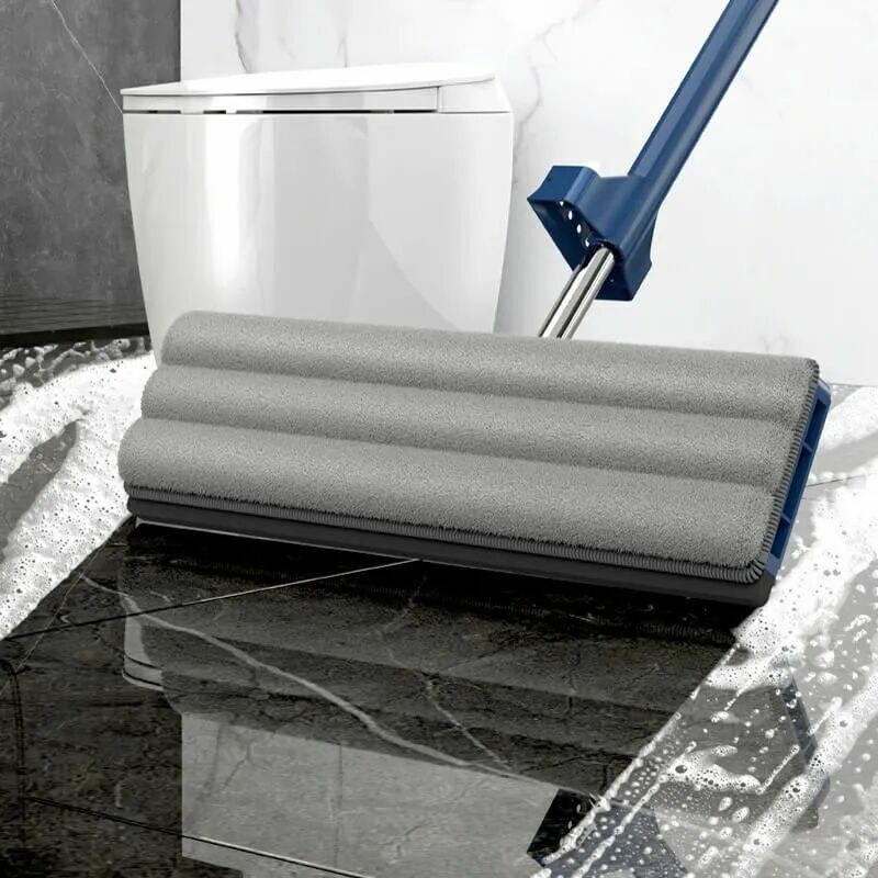 2023 NEW Floor Clean Flat Large Mop Or Bucket Selfclean Household Wet Dry Squeeze Microfiber Pad Window Tool Scraping Strip 42CM