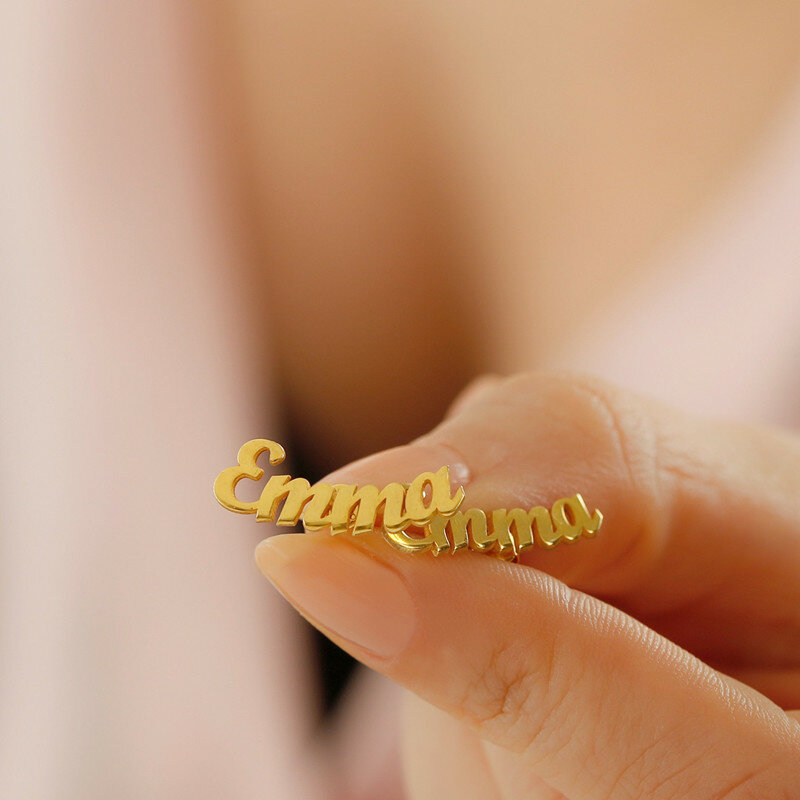 Brincos com nome personalizado para mulheres e meninas, joias em aço inoxidável, placa de identificação personalizada, acessórios de uso diário