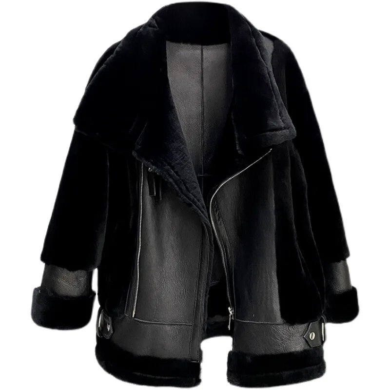 2024 Winter New Genuine Leather and Fur Coat Women's Jacket Loose Merino Natural Sheepskin Slim Medium Clothes Women Clothing