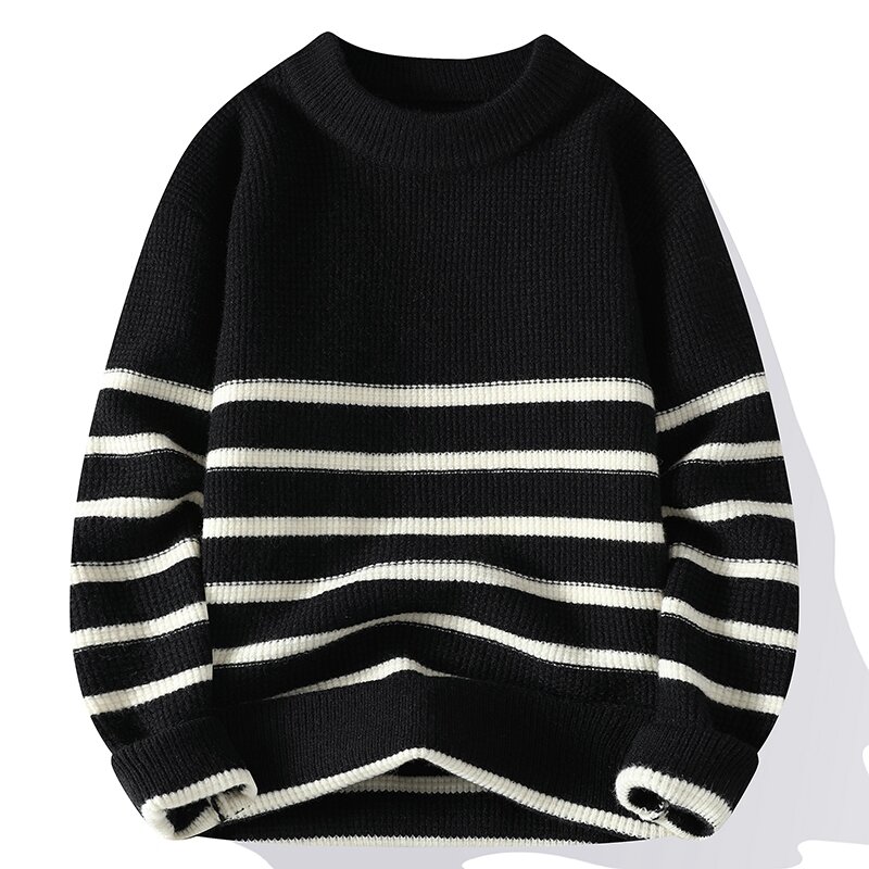 Uomo autunno e inverno nuovo maglione strisce semplice Versatile maglieria Casual girocollo maglione