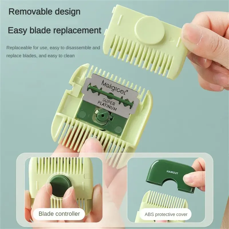 2 In 1 Baby Hair Cut Hairdressing Comb Trim Bangs And Broken Hair Bangs Trimmer Manual Portable Children's Hair Clipper