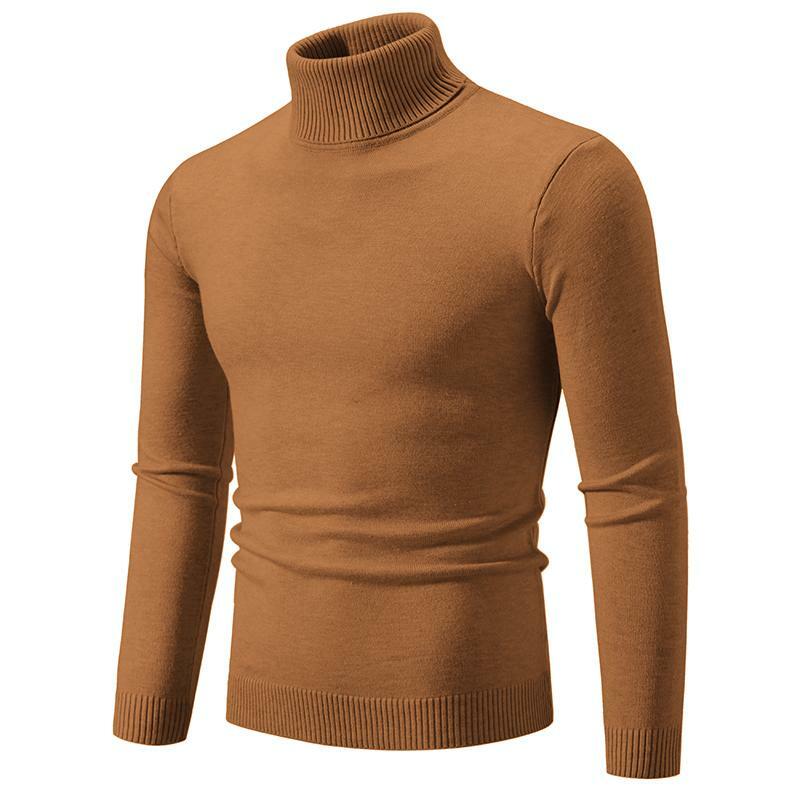 Suéter de punto con parte inferior de cuello alto para hombre, Jersey cálido ajustado, tendencia, otoño e invierno, 2023