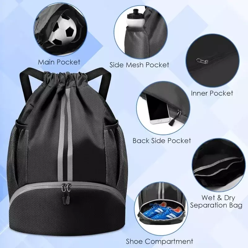 Bolsa de Fitness impermeable de nailon, mochila ligera informal para exteriores, bolsa deportiva de alta capacidad, mochila multifuncional, cesta