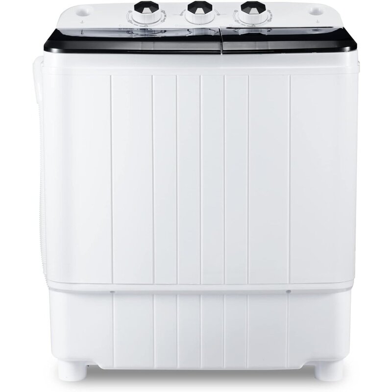 Portable Washing Machine 17.6Lbs Capacity Mini Compact Twin Tub Laundry Washer & Spinner with Gravity Drain Pump for Apartment