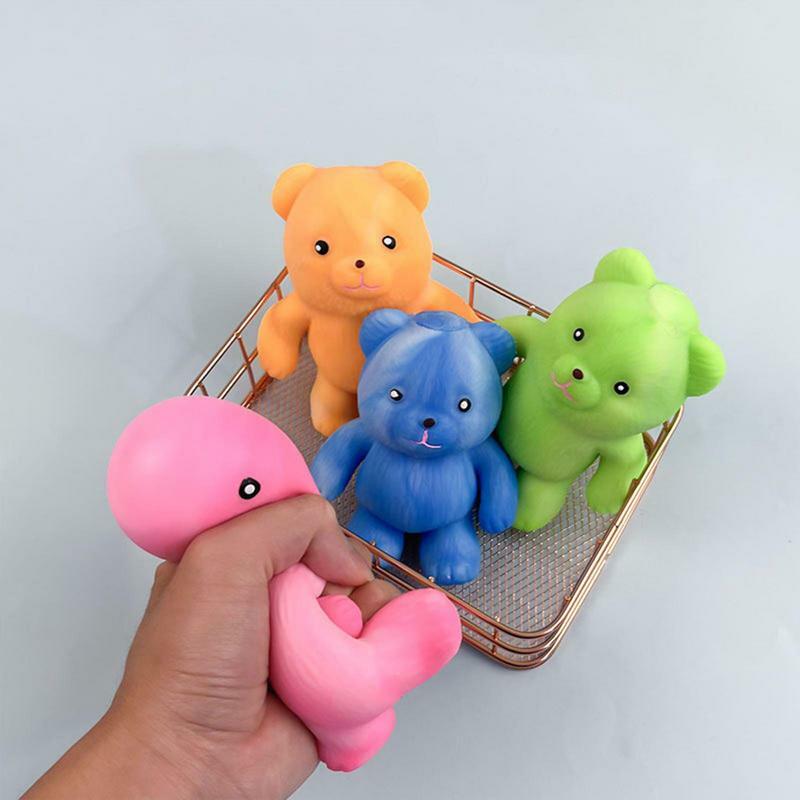 Portable Fidgets Bear Toy para crianças, desenhos animados, impermeável, Squeeze Toy, ornamento, boneca animal bonito, presente engraçado