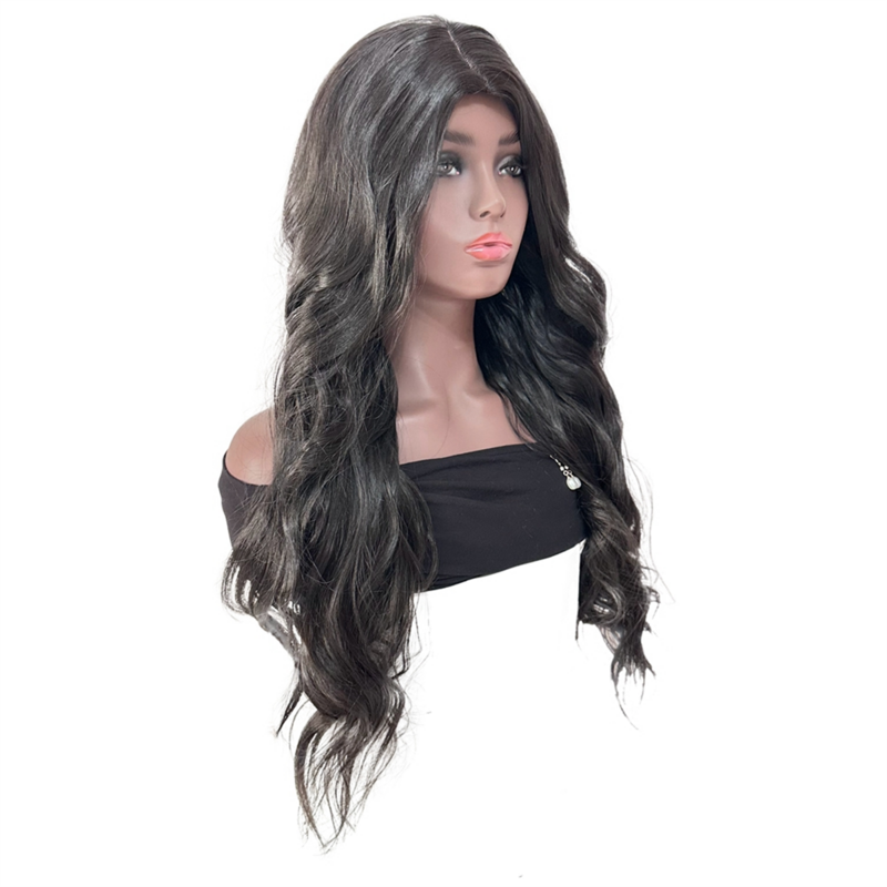 Perruques de cheveux synthétiques ombrés avec frange pour femmes noires, fibre de degré de chaleur, coiffure longue et ondulée, partie latérale, TRESS