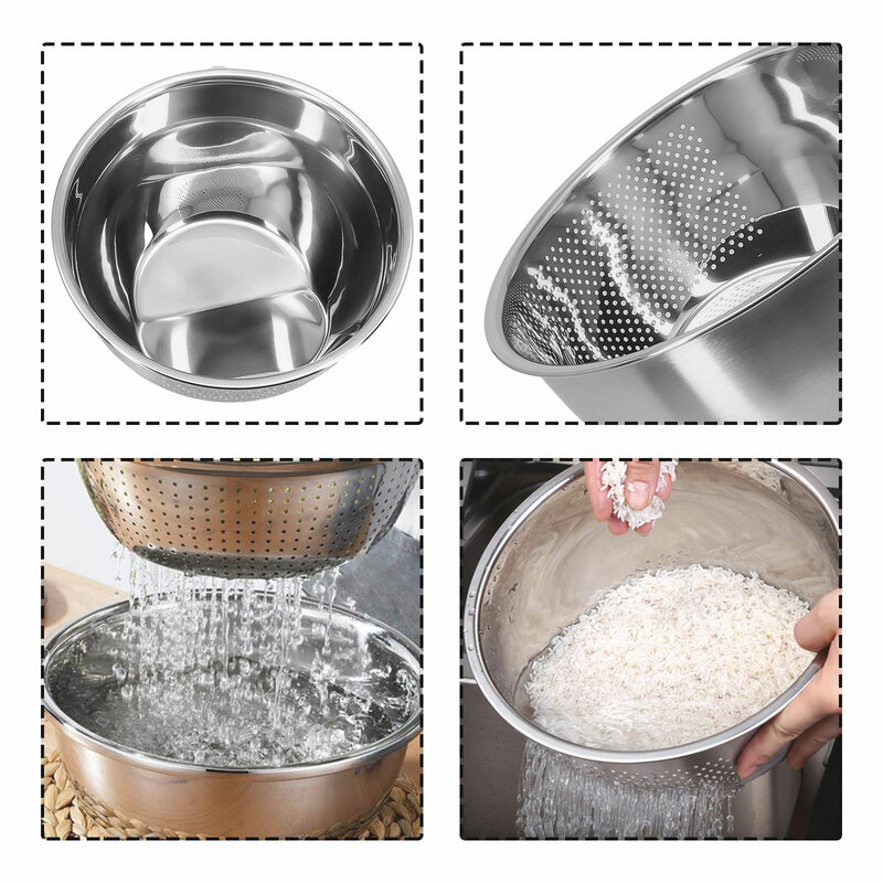 Wasch schüssel Sieb sichere Verwendung einzigartige schräge Design Abfluss spülen Lebensmittel qualität Edelstahl Küchen werkzeug Sieb Dampf körbe