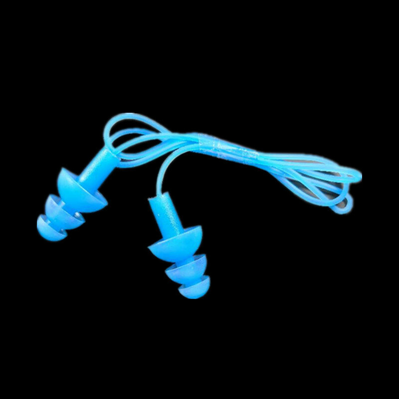 Soft Silicone Ear Plug com cordão elástico para esportes aquáticos, tampões de redução de ruído, acessórios para piscina, 1pc