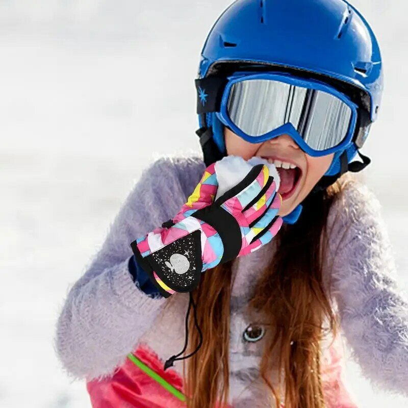 Sarung tangan Ski anak perempuan, tebal musim dingin anti air nyaman olahraga untuk musim dingin