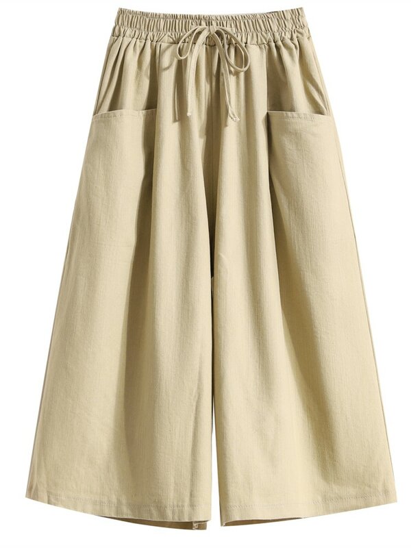 กางเกงขากว้างผ้ายืดเอวสูงสำหรับผู้หญิงกางเกงกางเกงสตรีลำลองทรงหลวมมีระบายแฟชั่นฤดูร้อนขนาดใหญ่พิเศษ
