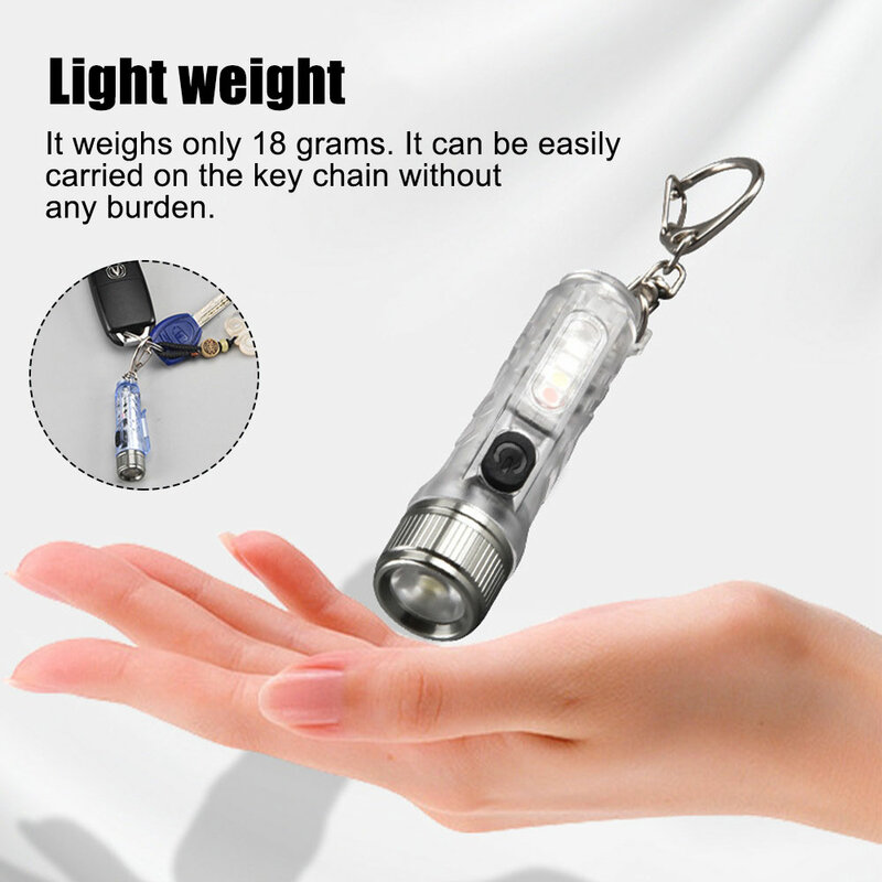 USB recarregável magnética luz de advertência, mini chaveiro lanterna, multi-função, 11 modos de iluminação, lanterna camping, S11