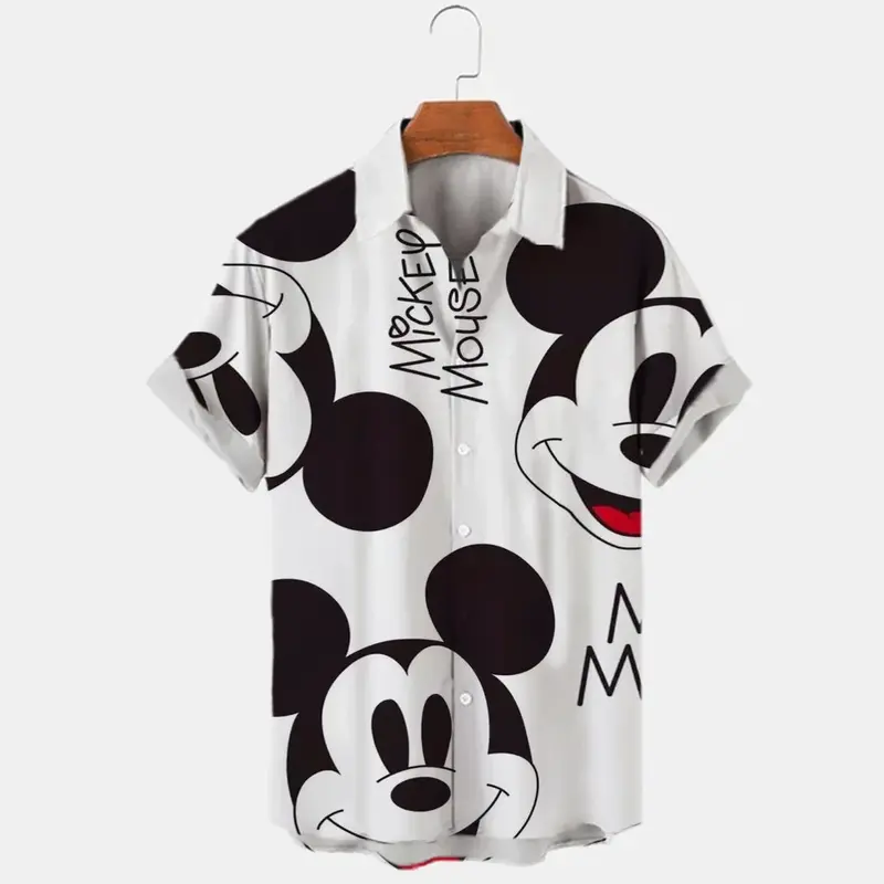 เสื้อ3D ใหม่เอี่ยมของผู้ชายดิสนีย์มิกกี้เมาส์เสื้อตัวนอกการ์ตูนน่ารักเสื้อลายพิมพ์3มิติ Shirts2023แฟชั่นลำลอง