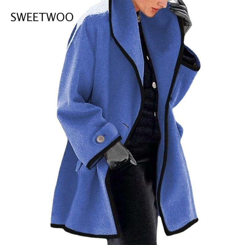 7 kolorów wiosna jesień płaszcz damski 2022 patchworkowy w stylu Casual modny kołnierz długa kurtka urząd Lady hoody z kapturem płaszcz fala